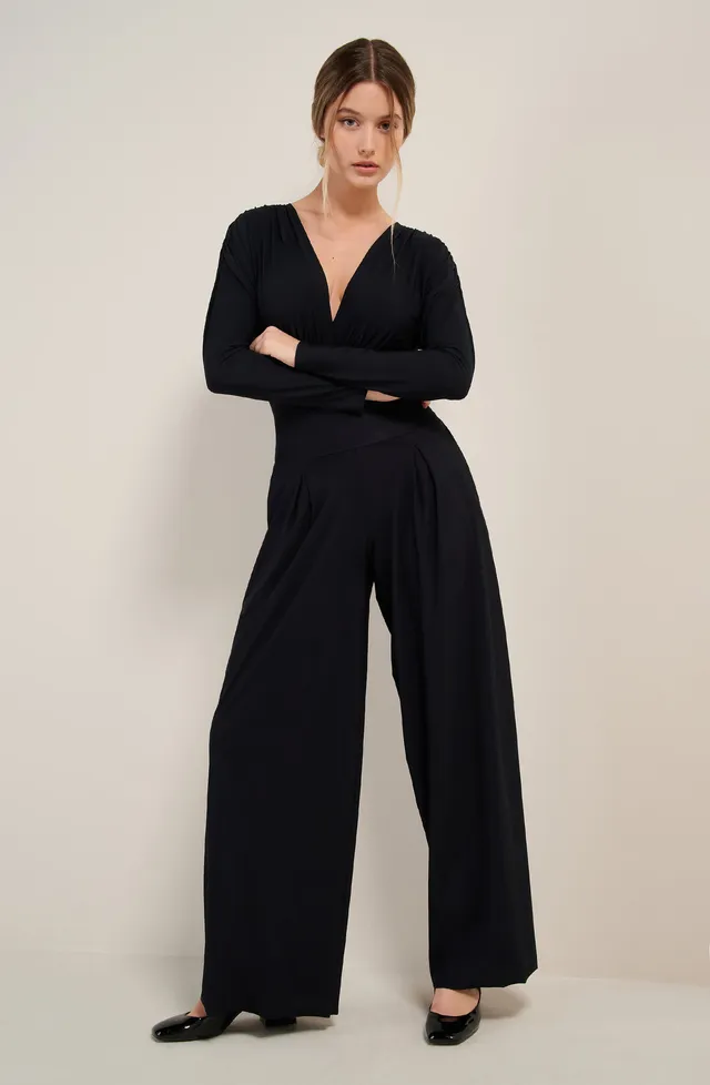 pain-de-sucre-panna-noir-pantalon-ample-fluide-en-voile-l-ger image 1