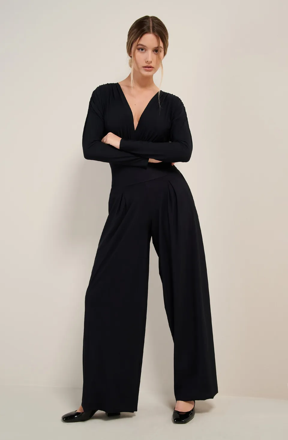 pain-de-sucre-panna-noir-pantalon-ample-fluide-en-voile-l-ger image 1