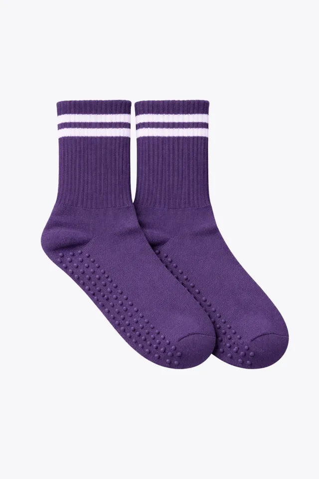 luz-collections-chaussettes-paloma-violettes-ray-es-blanches-semelles-anti-d-rap image 1