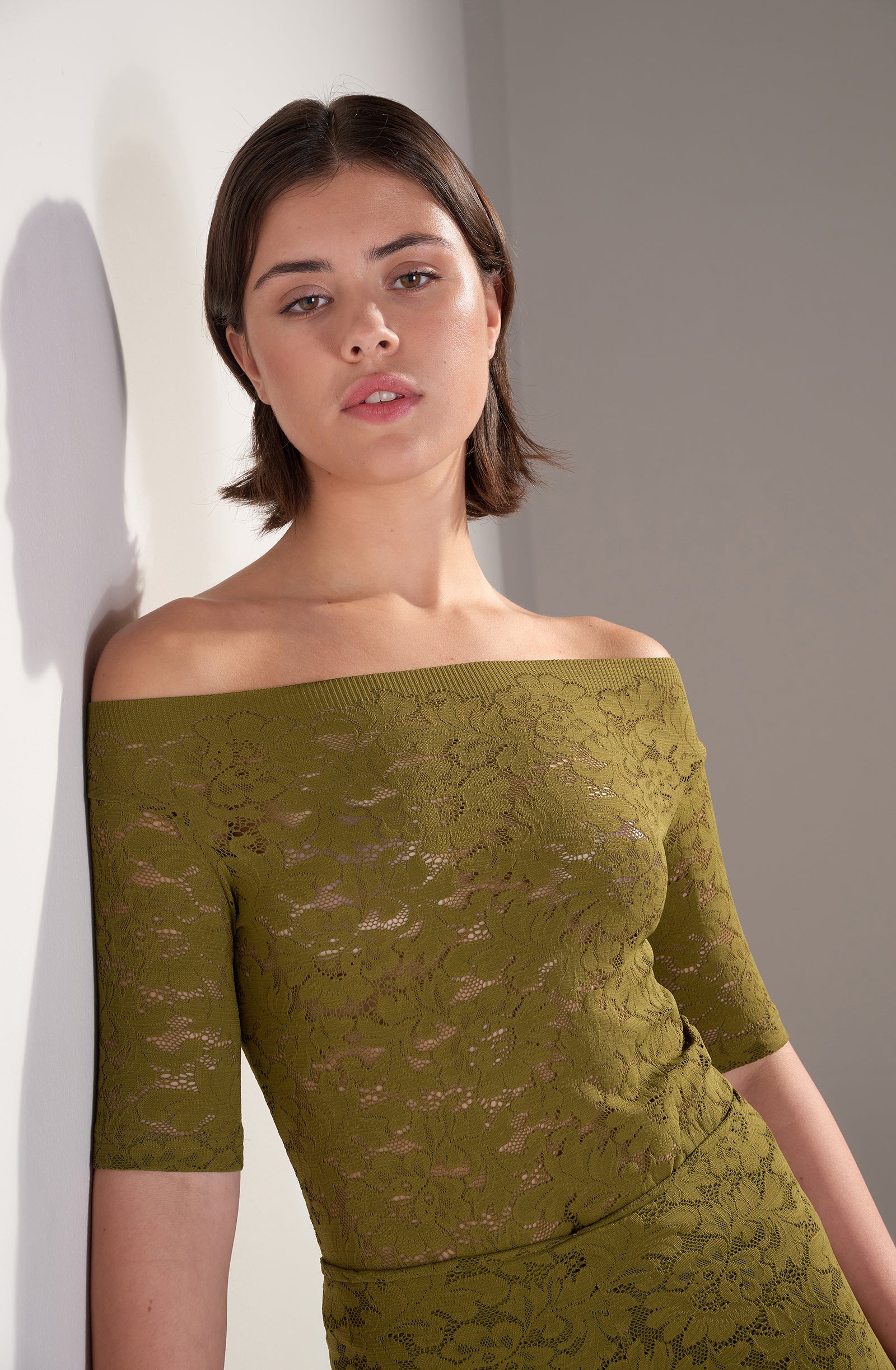 pain-de-sucre-talita-top-en-dentelle-fran-aise-encolure-bateau-manches-3-4-bronz image 1