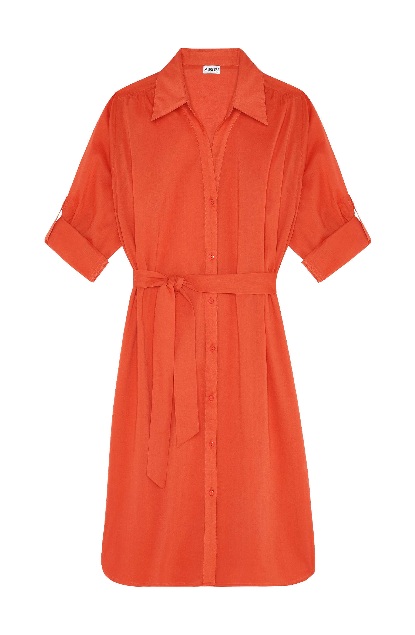 pain-de-sucre-cassandre-robe-chemise-droite-ceintur-e-manches-longues-orange image 7
