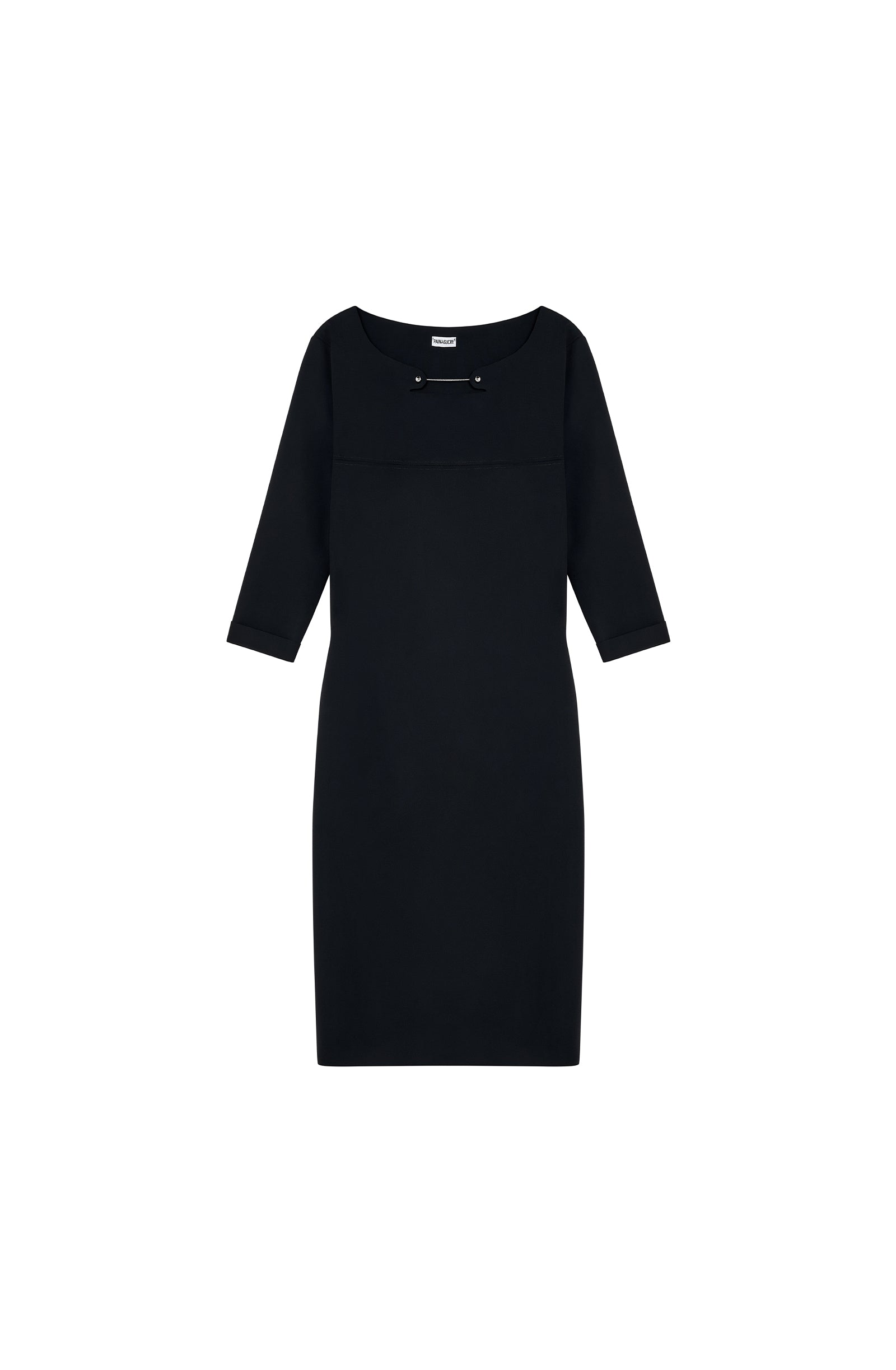 pain-de-sucre-reem-robe-fendue-noire-manches-3-4-bijou-cha-ne image 5