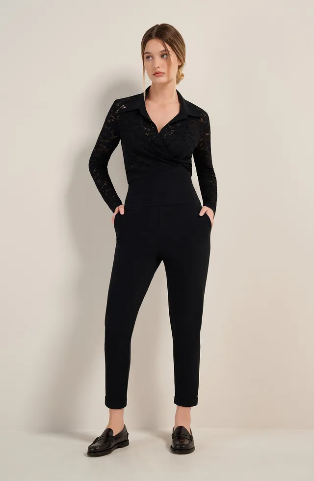 pain-de-sucre-jazzi-pantalon-slim-taille-haute-noir-en-tissu-bonded image 1