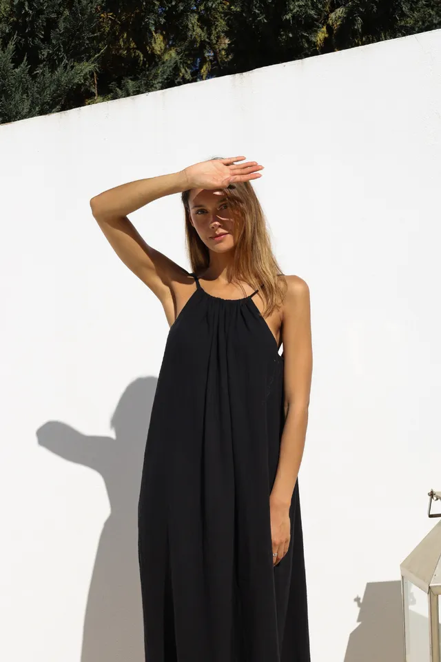 anja-paris-la-robe-noir-gaze-de-coton image 1