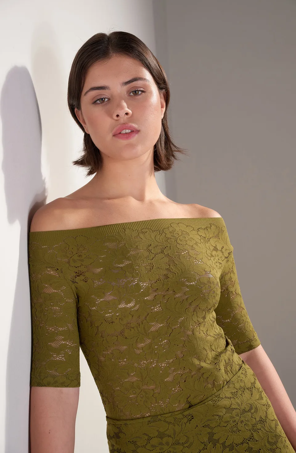 pain-de-sucre-talita-top-en-dentelle-fran-aise-encolure-bateau-manches-3-4-bronz image 1