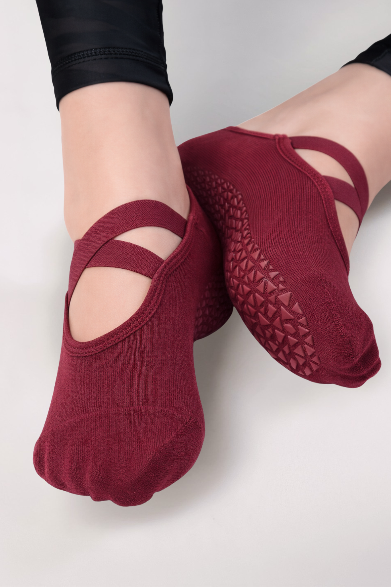 luz-collections-ballerines-chaussettes-antid-rapantes-bordeaux-maille-respirante image 1