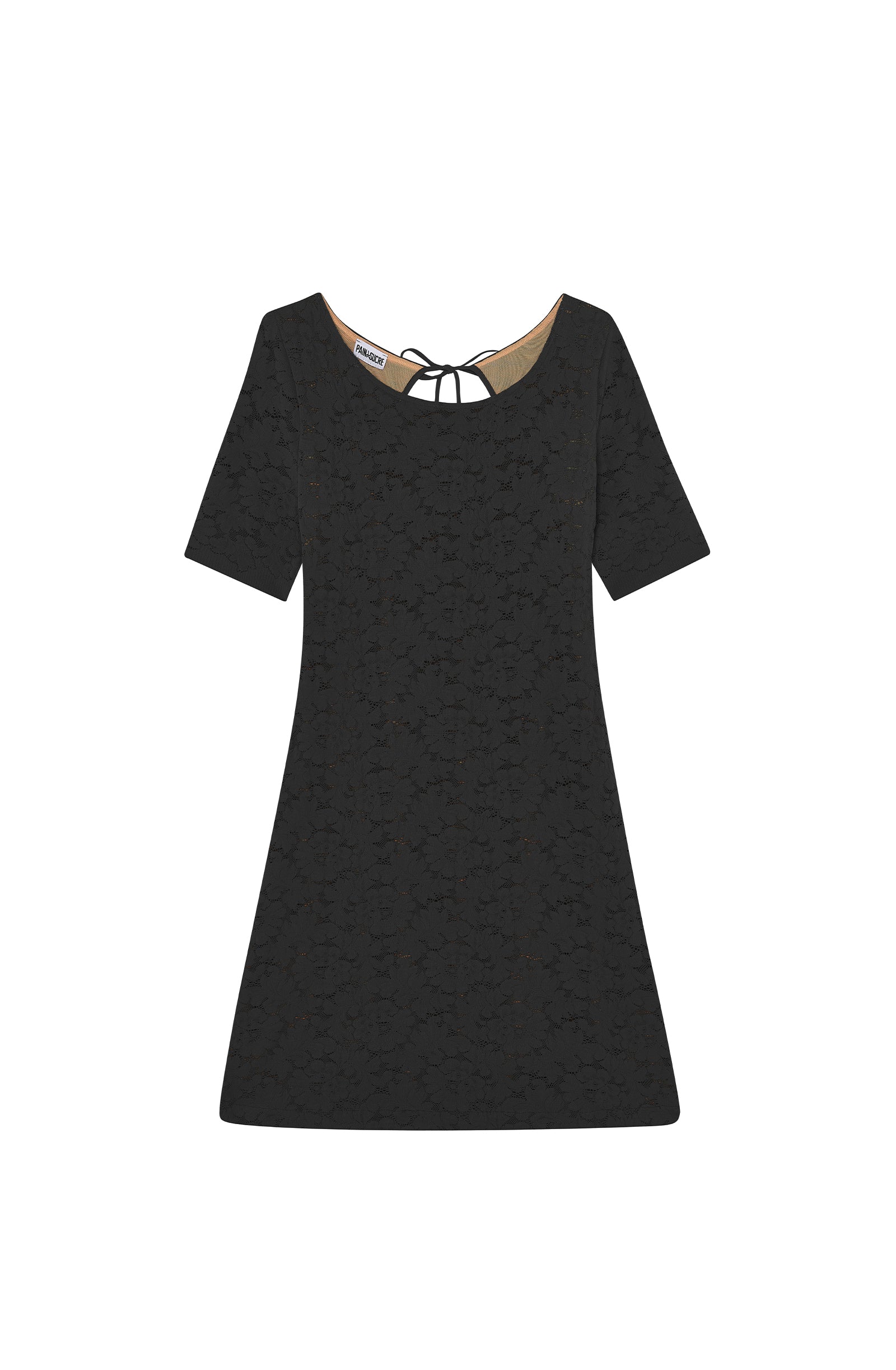 pain-de-sucre-ronda-robe-courte-en-dentelle-fran-aise-doubl-e-tulle-noir image 5