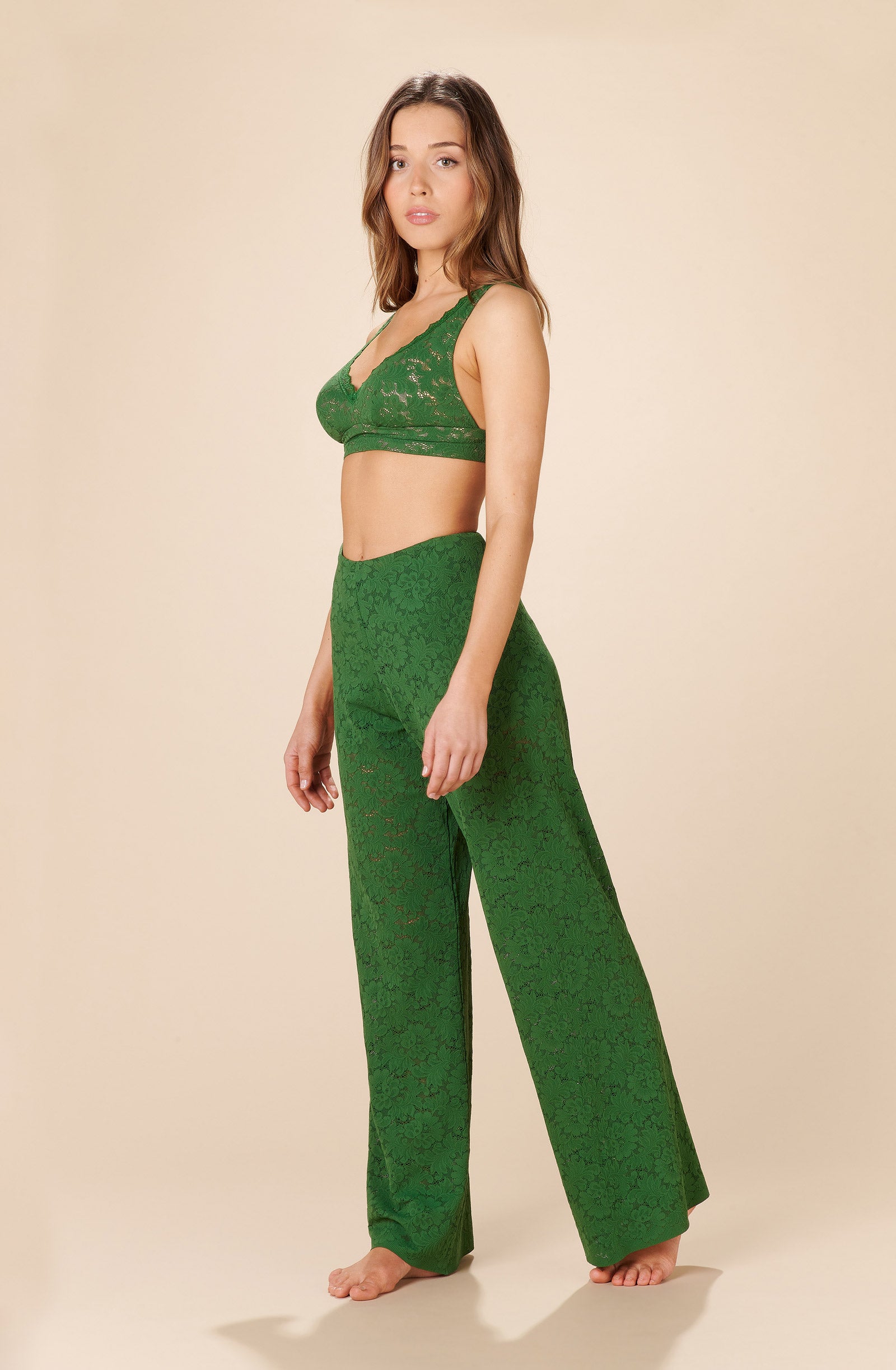 pain-de-sucre-paco-vert-olive-pantalon-en-r-sille-de-dentelle-doubl-shorty image 3