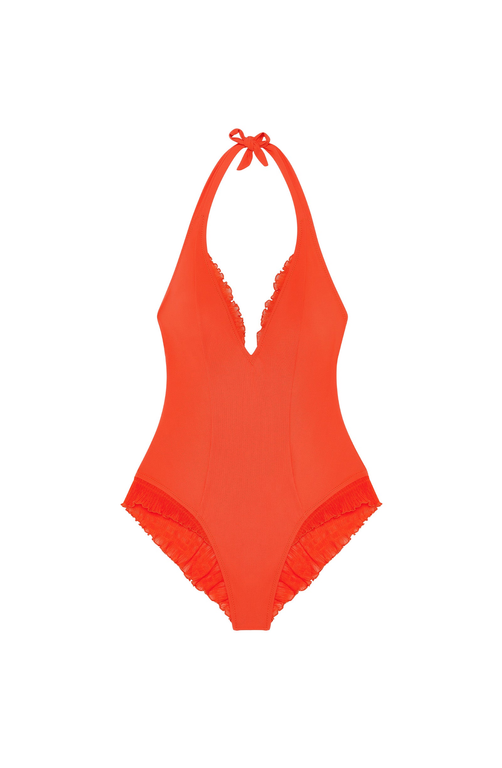 pain-de-sucre-caylane-maillot-une-pi-ce-string-dos-nu-en-voile-pliss-orange image 4