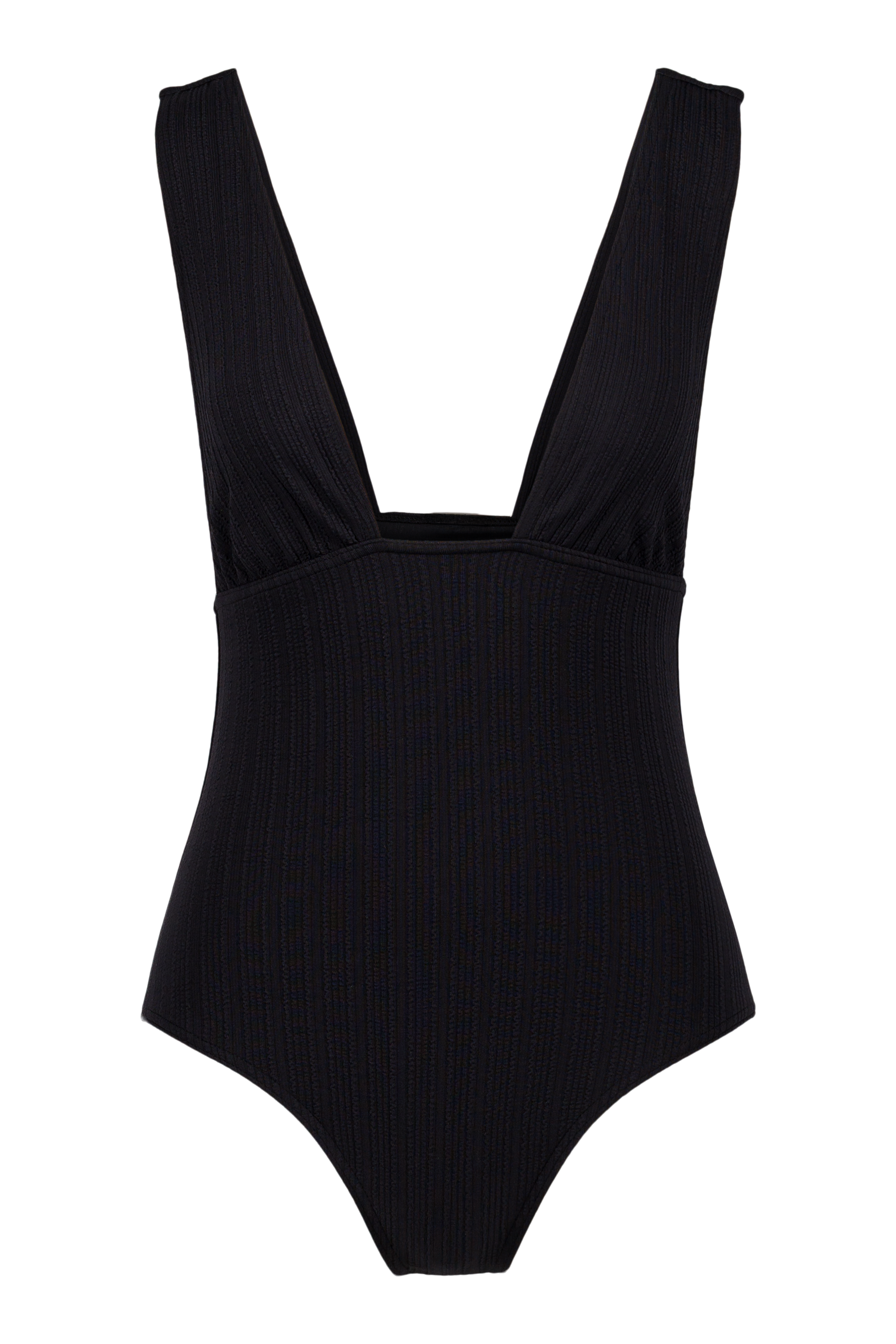 anja-paris-le-d-licieux-noir-maillot-de-bain-une-pi-ce-d-collet-plongeant-en-jac image 2