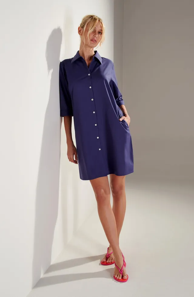 pain-de-sucre-ambre-robe-chemise-voile-coton-marine image 1