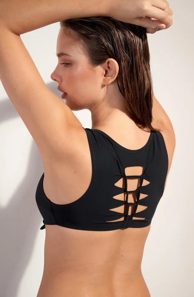 pain-de-sucre-tecla-haut-de-maillot-crop-top-noue-entre-seins-noir image 1