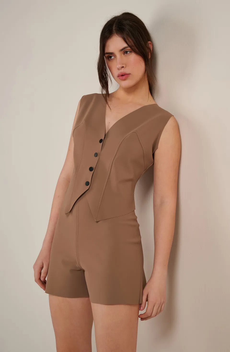 pain-de-sucre-steban-short-taille-haute-taupe image 1
