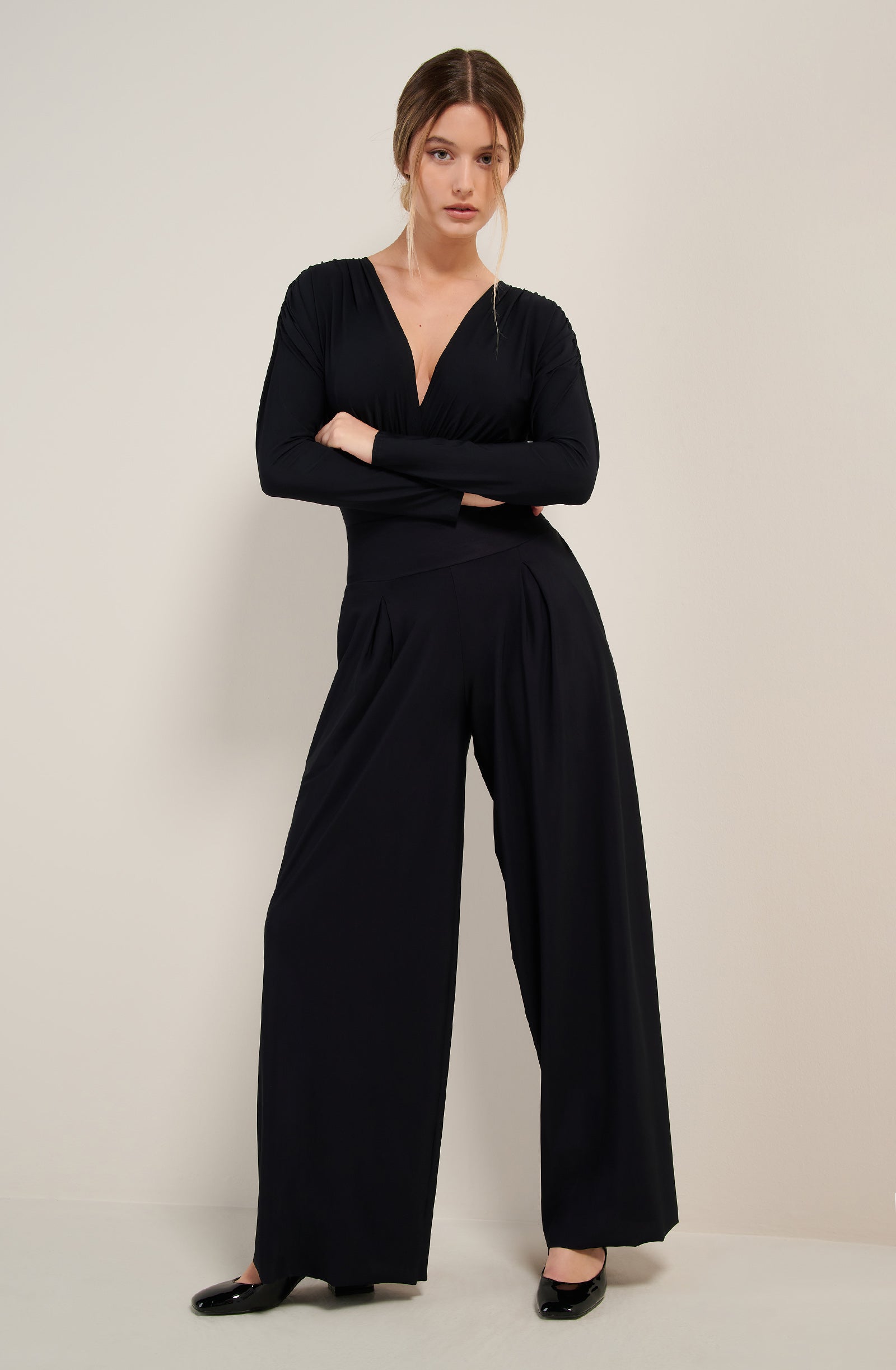 pain-de-sucre-panna-noir-pantalon-ample-fluide-en-voile-l-ger image 1