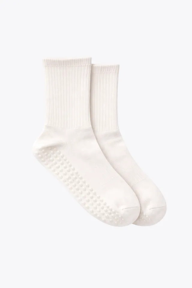 luz-collections-chaussettes-unies-blanches-maille-respirante-semelles-antid-rapa image 1