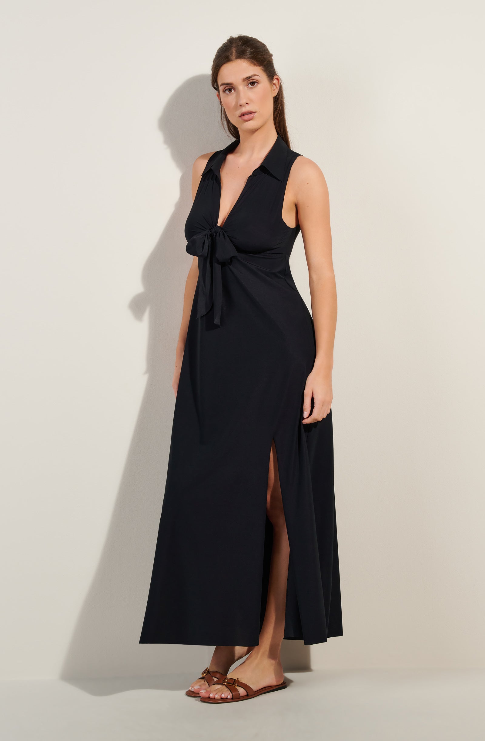 pain-de-sucre-rova-robe-longue-fendue-voile-extensible-noir image 3