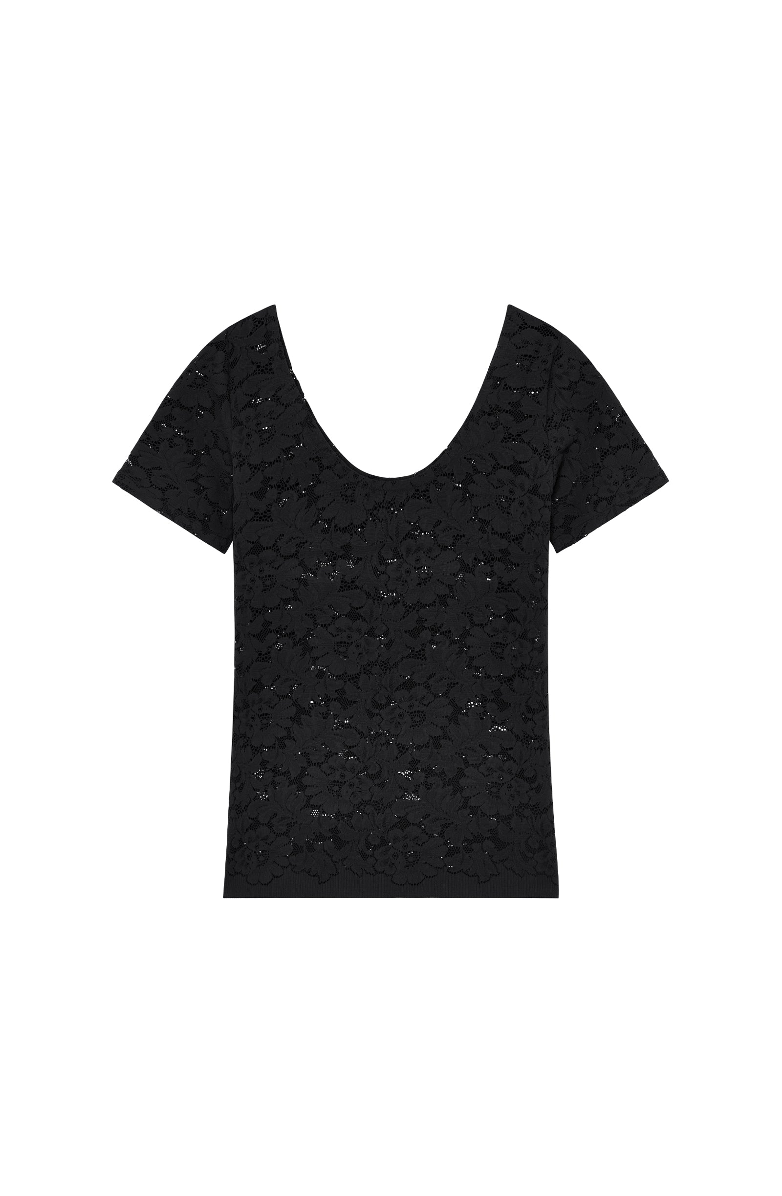 pain-de-sucre-yann-tee-shirt-en-r-sille-dentelle-stretch-noir image 5