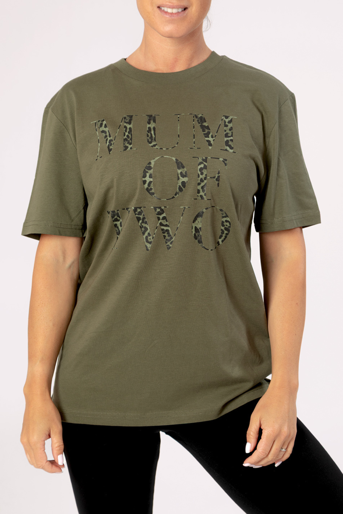 luz-collections-tee-shirt-mum-of-t-shirt-coton-bio-coupe-ample-kaki-et-noir-mess image 3