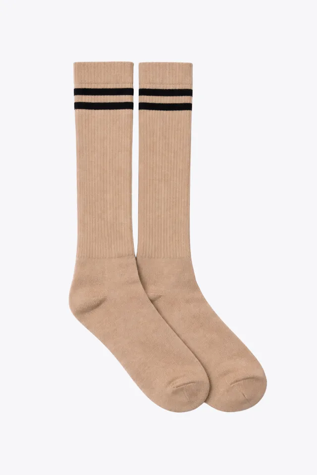 luz-collections-chaussettes-beige-ray-chocolat-chaussettes-coton-sport-quotidien image 1