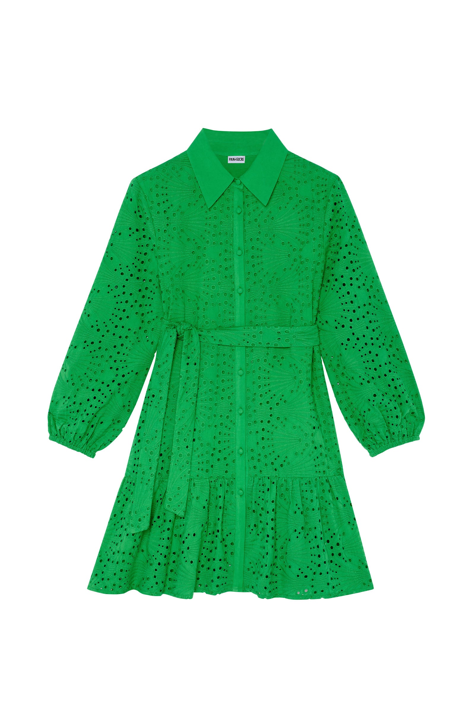 pain-de-sucre-roane-robe-chemise-en-broderie-anglaise-vert image 6