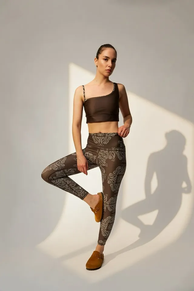luz-collections-legging-vanille-7-8e-taille-mi-haute-gainant-bandana-marron image 1