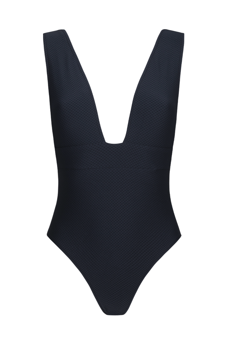 anja-paris-le-plongeant-navy-maillot-de-bain-une-pi-ce-gaufr-d-collet-plongeant image 2