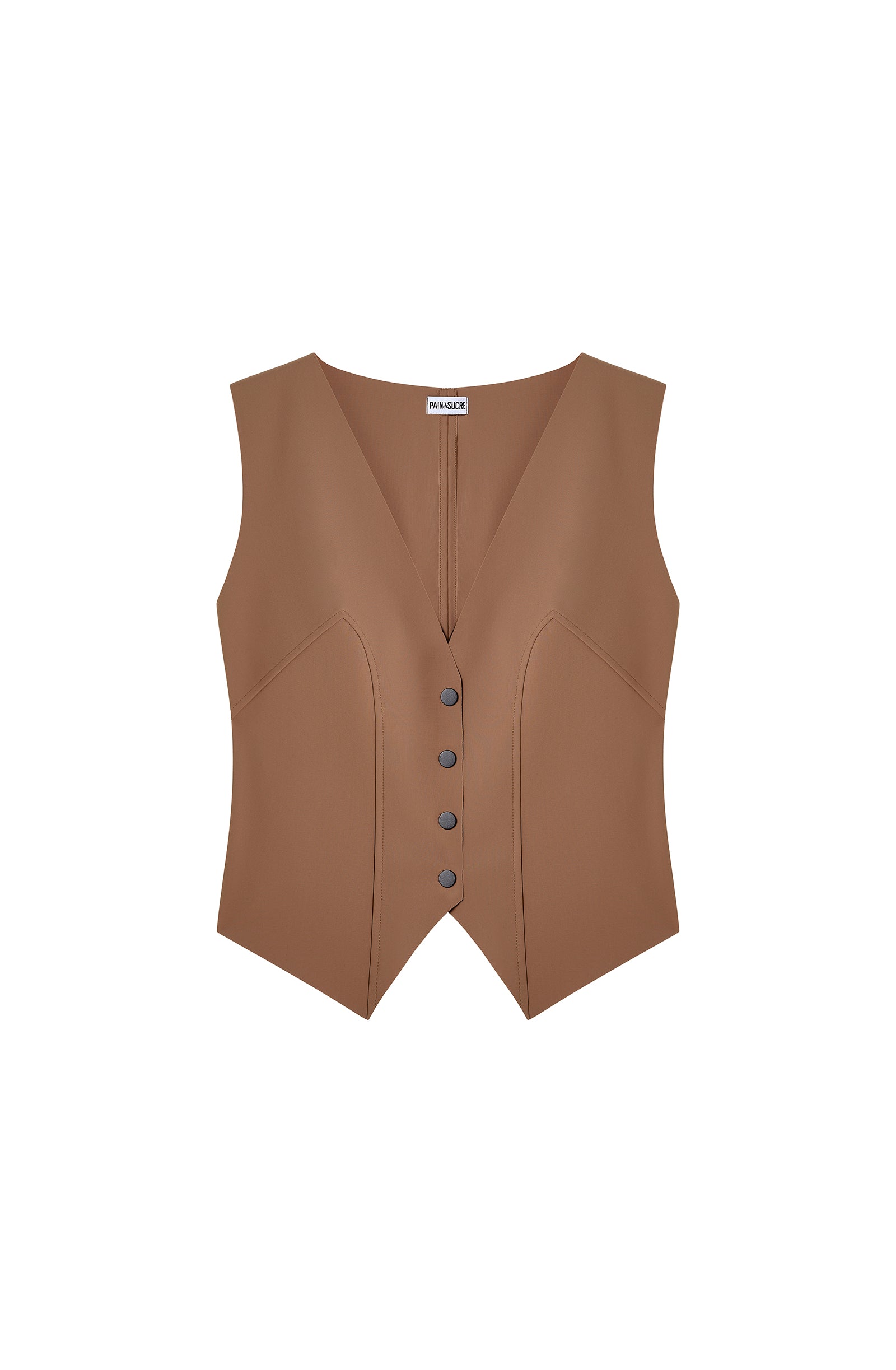 pain-de-sucre-garry-gilet-sans-manches-bonded-taupe-boutons image 6