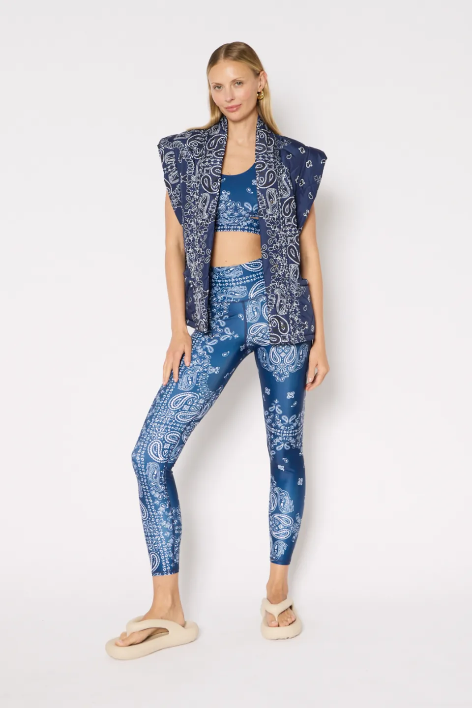 luz-collections-legging-fleur-legging-de-sport-7-8e-taille-mi-haute-bandana-bleu image 1