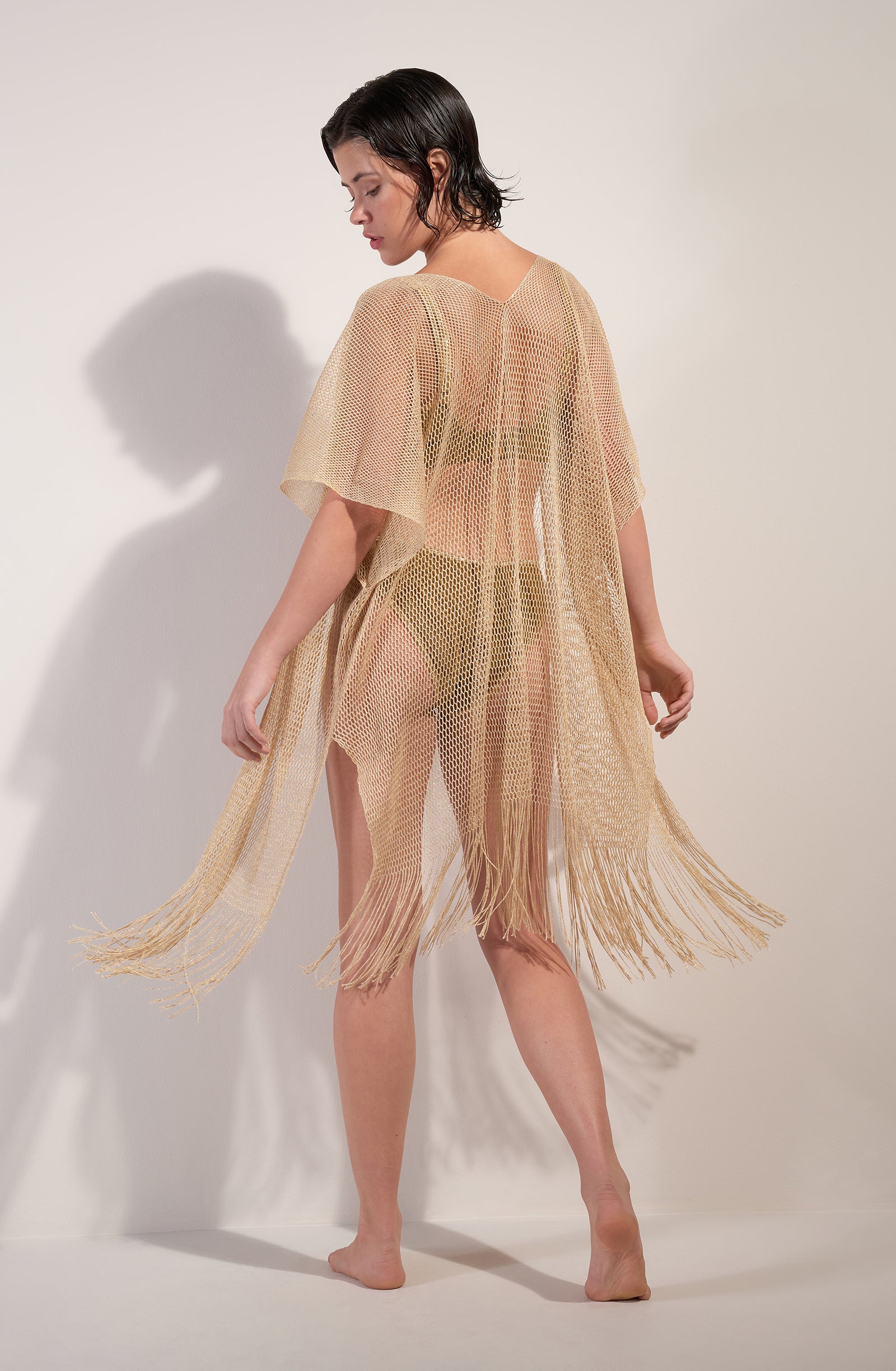 pain-de-sucre-vita-veste-kimono-franges-en-maille-filet-scintillante-jaune image 2