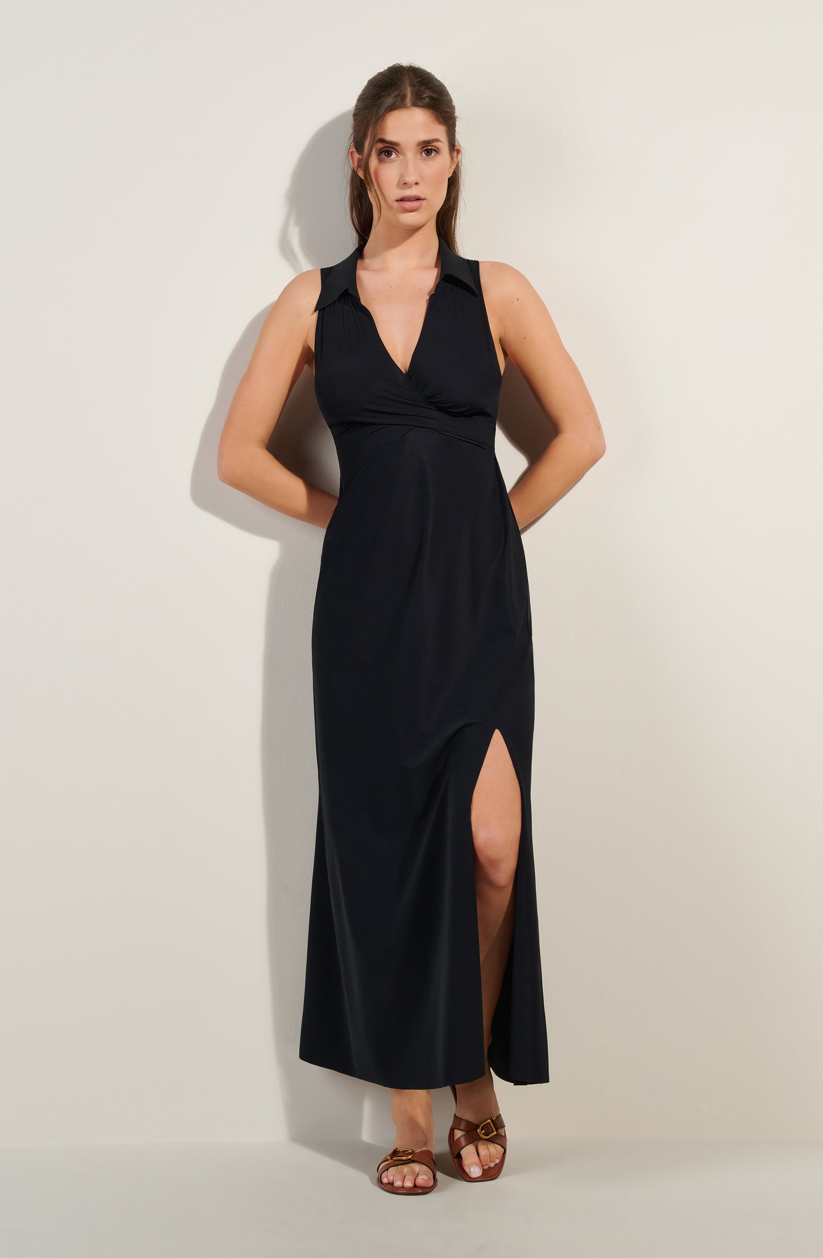 pain-de-sucre-rova-robe-longue-fendue-voile-extensible-noir image 4