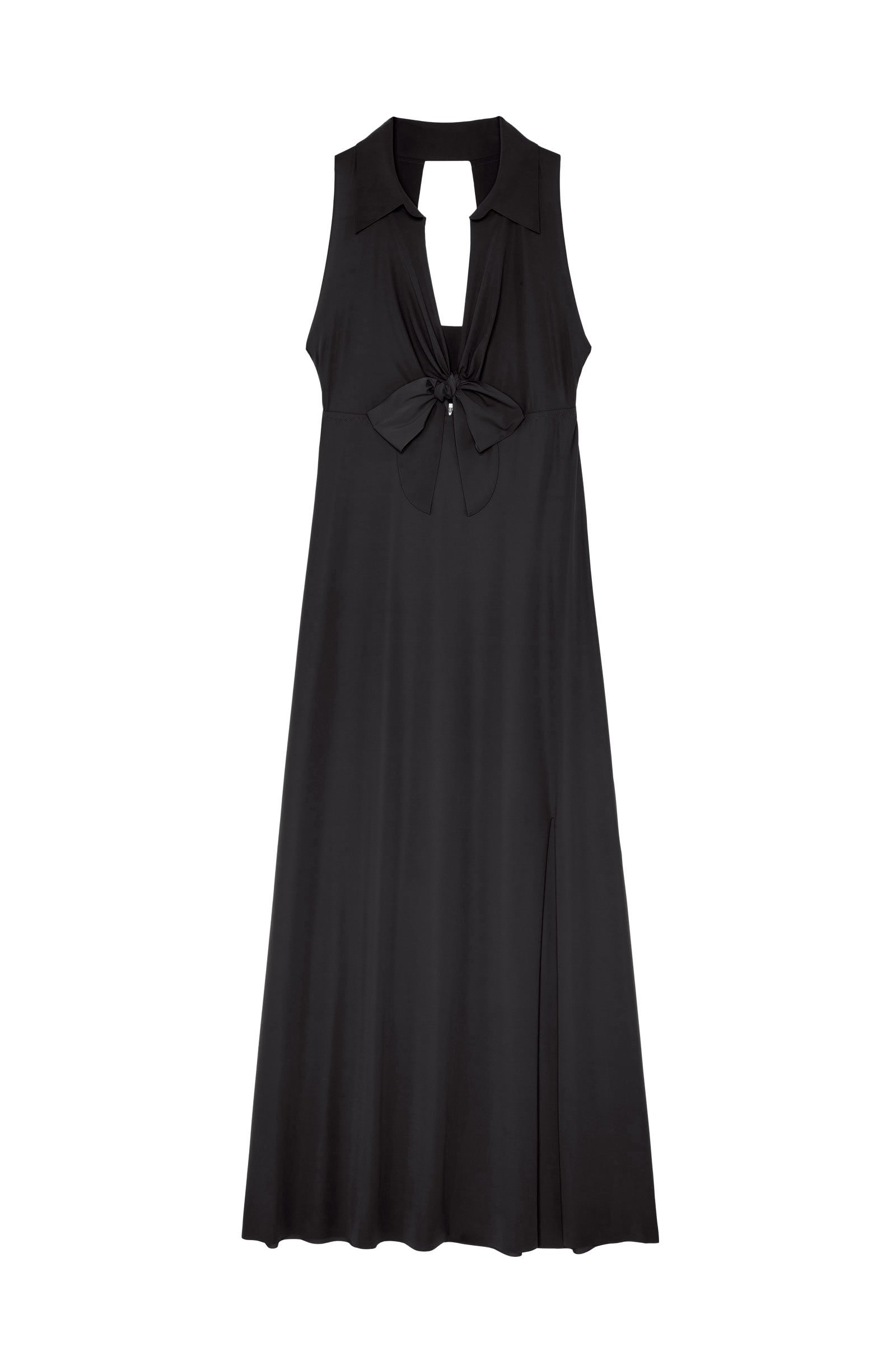 pain-de-sucre-rova-robe-longue-fendue-voile-extensible-noir image 6