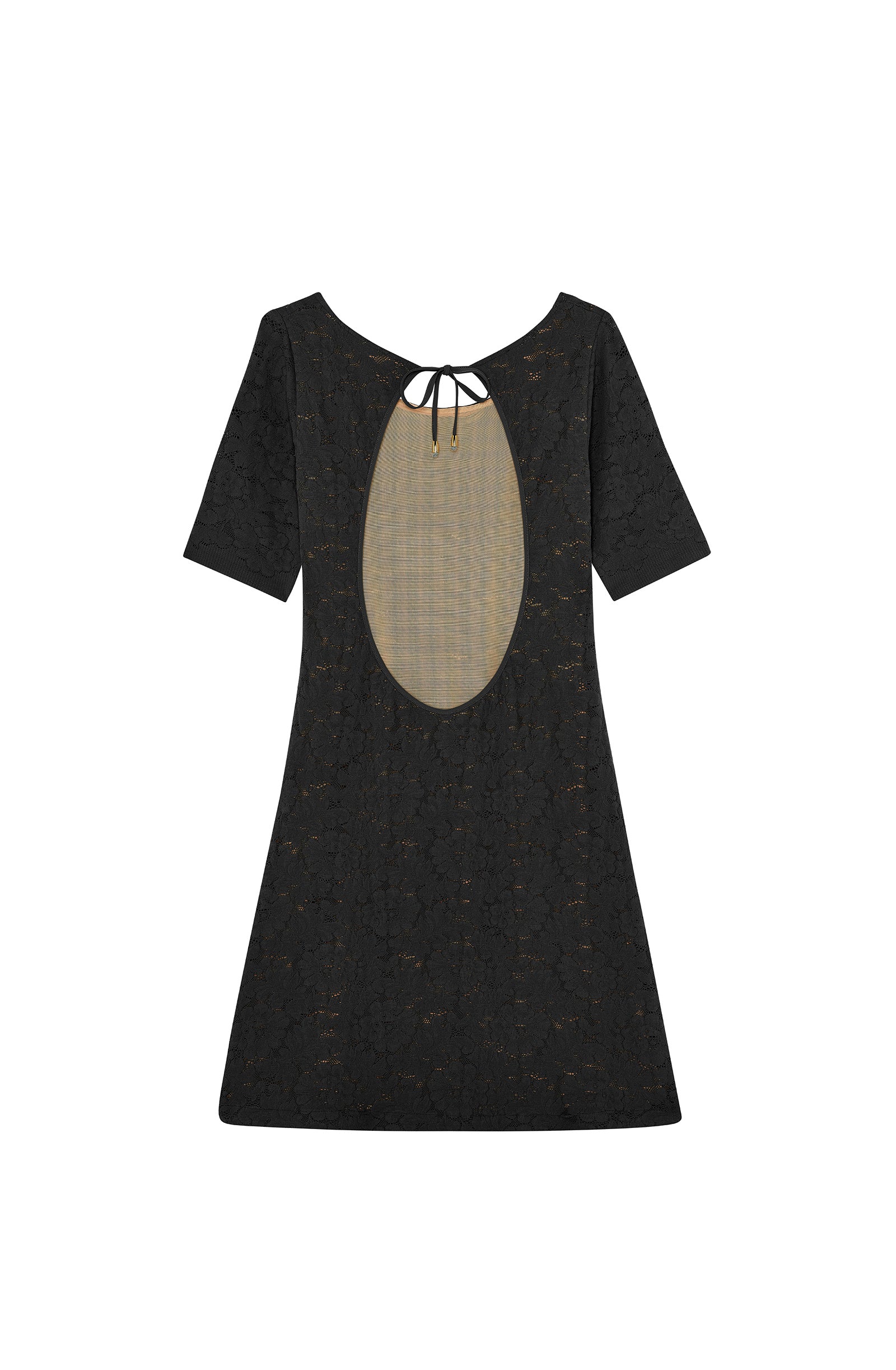 pain-de-sucre-ronda-robe-courte-en-dentelle-fran-aise-doubl-e-tulle-noir image 4