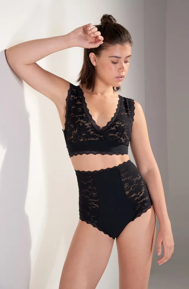 pain-de-sucre-nel-culotte-taille-haute-gainante-bonded-et-dentelle-noire image 1