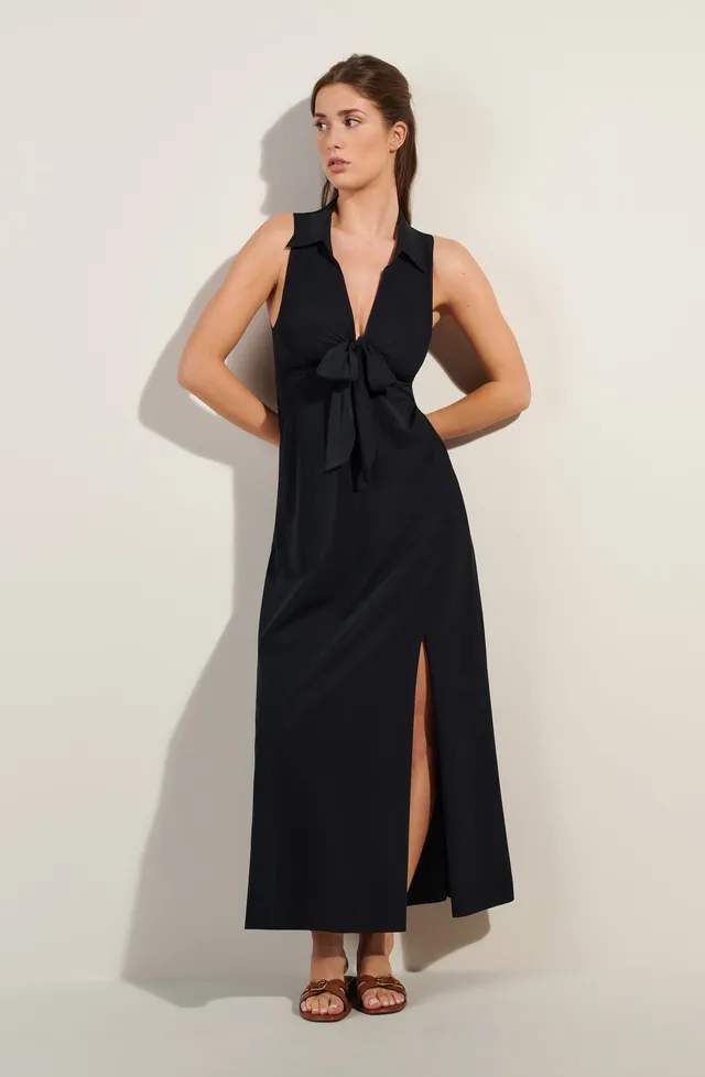 pain-de-sucre-rova-robe-longue-fendue-voile-extensible-noir image 1