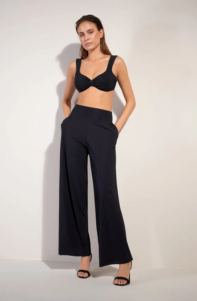 pain-de-sucre-pitta-pantalon-ample-noir-en-voile-l-ger-extensible-large-ceinture image 1