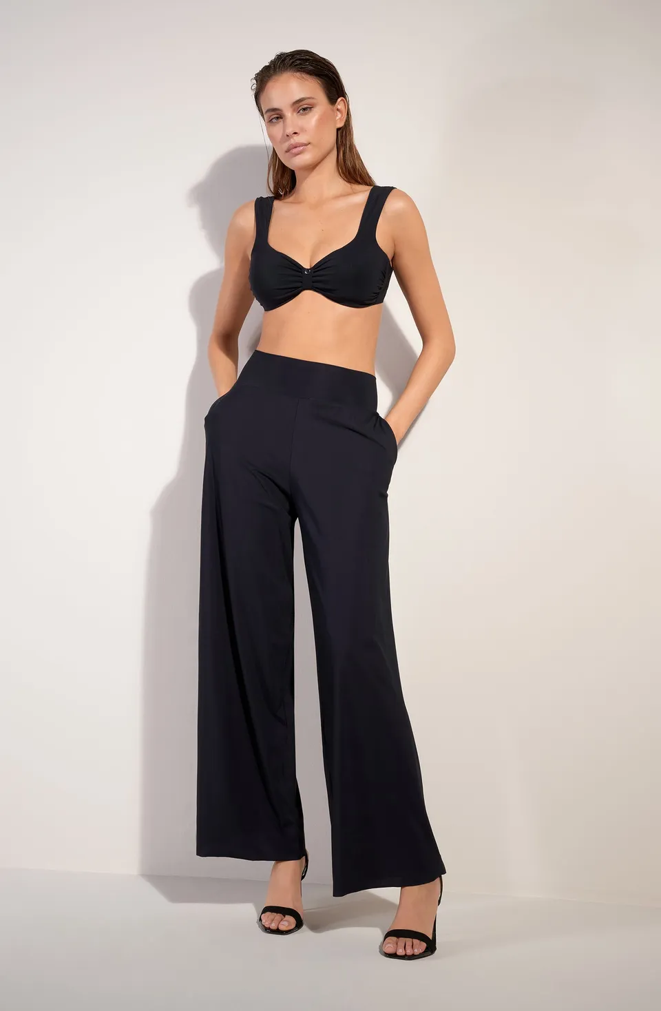 pain-de-sucre-pitta-pantalon-ample-noir-en-voile-l-ger-extensible-large-ceinture image 1