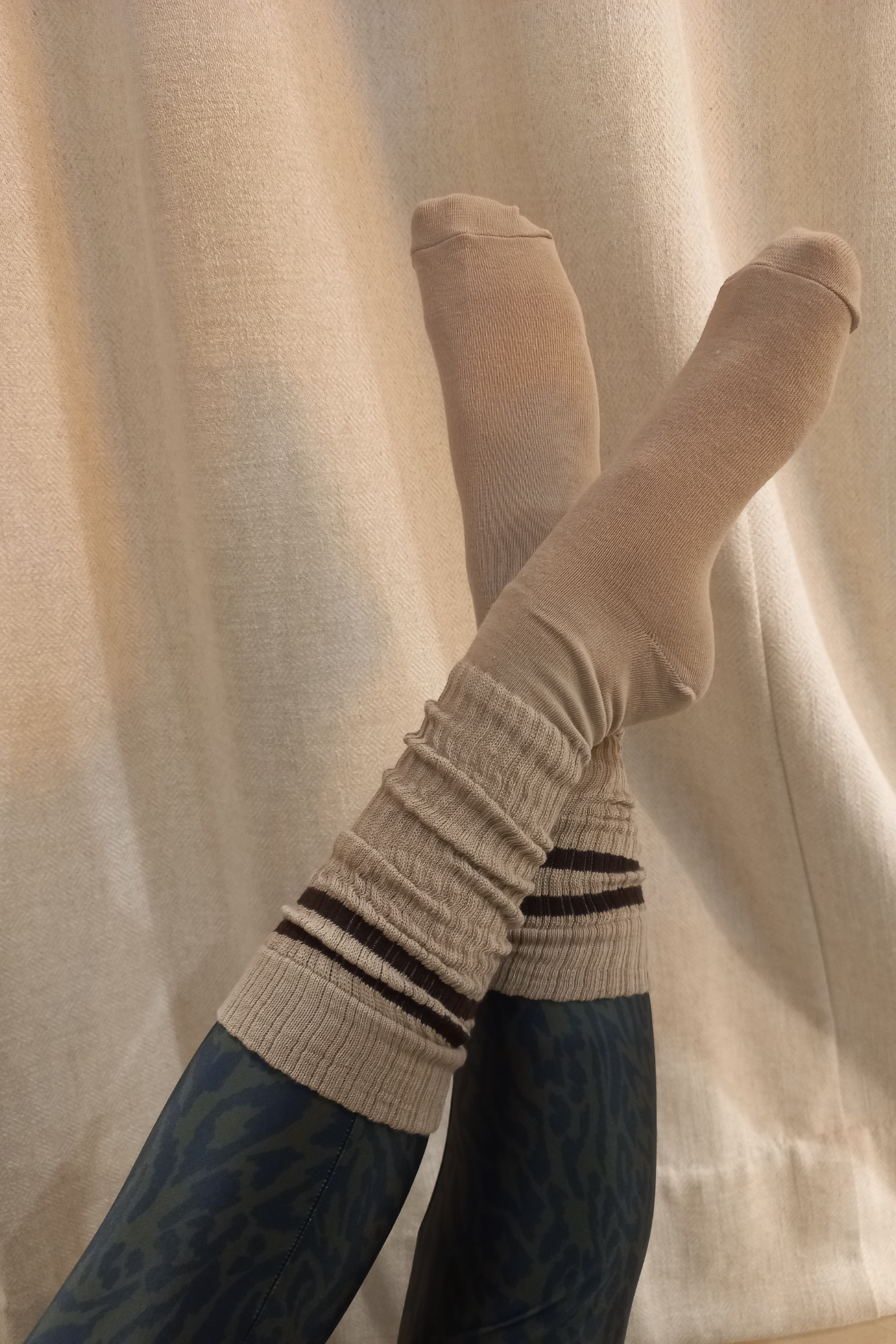 luz-collections-chaussettes-beige-ray-chocolat-chaussettes-coton-sport-quotidien image 2