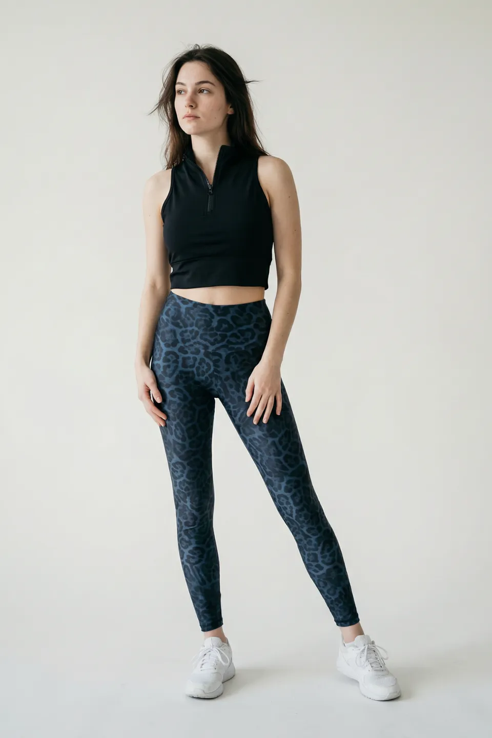 luz-collections-vanille-legging-7-8e-taille-mi-haute-gainant-panth-re-bleu-canar image 1
