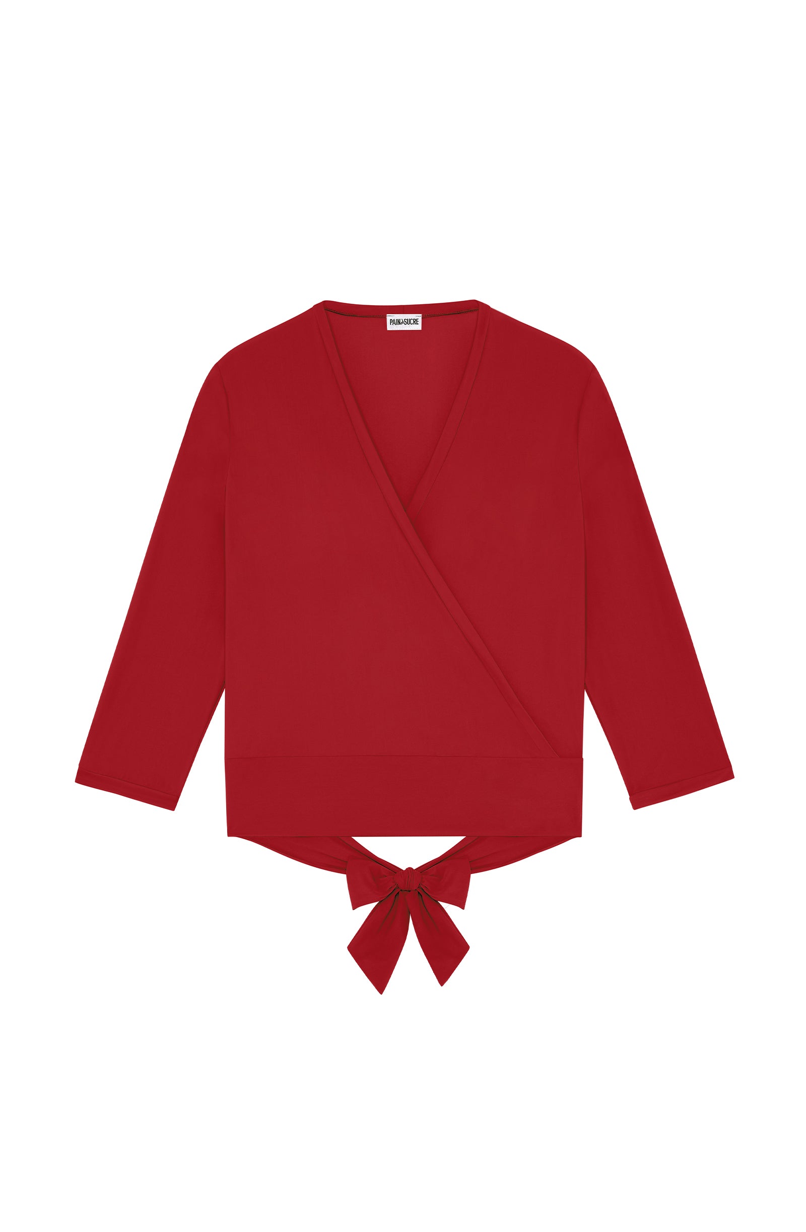 pain-de-sucre-luiza-haut-cache-coeur-beachwear-manches-3-4-en-voile-l-ger-garanc image 4