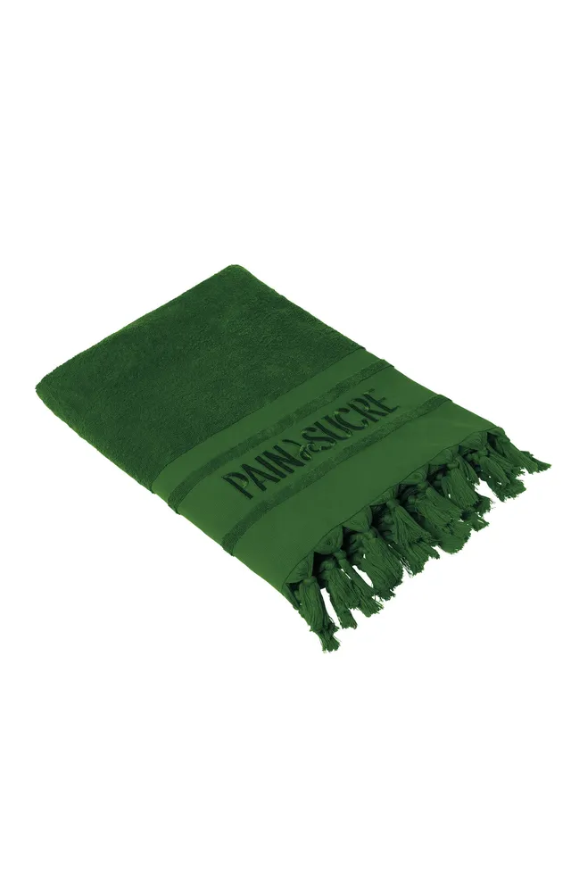 pain-de-sucre-zaina-fouta-drap-de-bain-velours-vert-olive-180x100-cm image 1