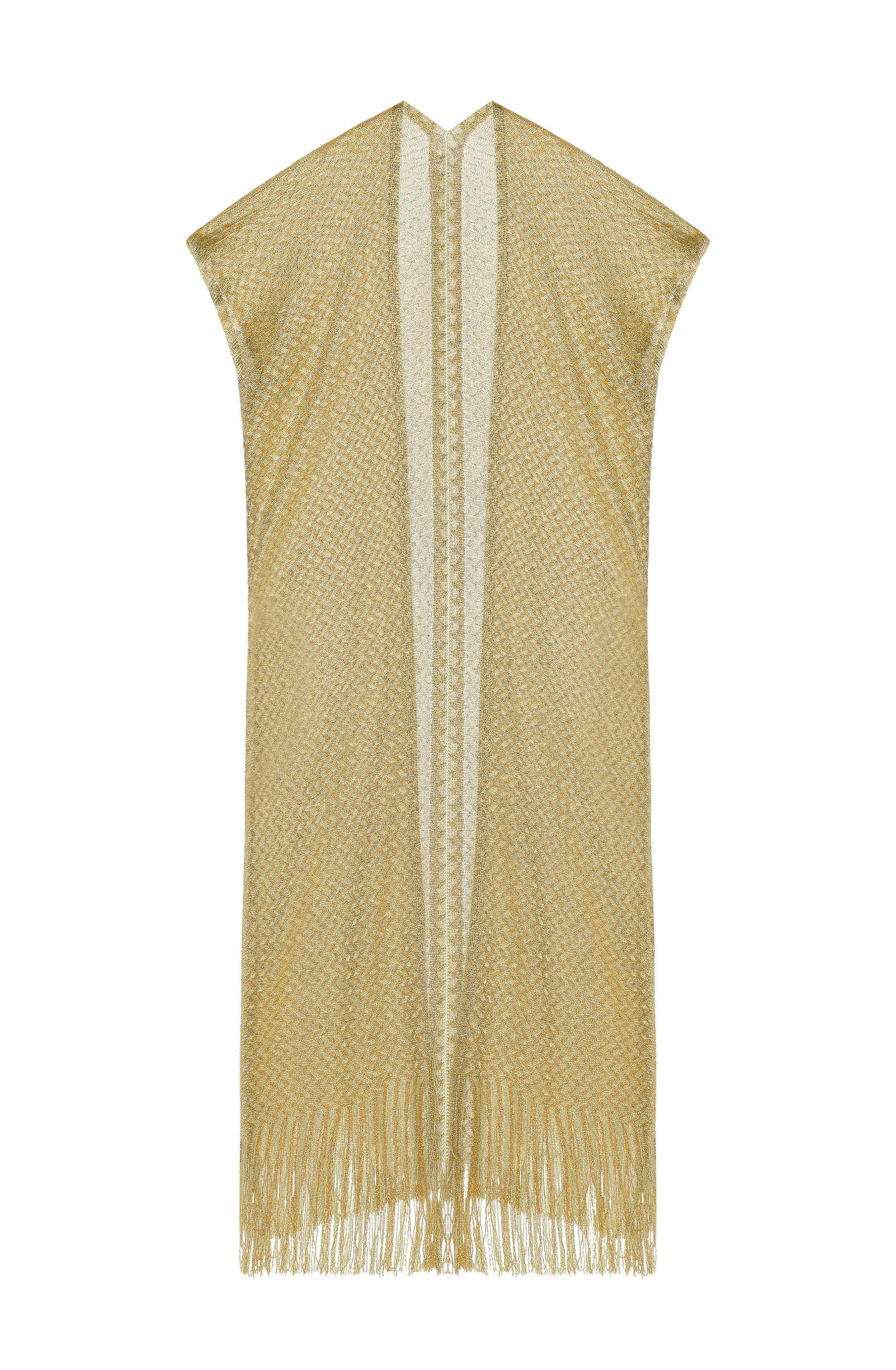 pain-de-sucre-gilia-caftan-long-en-maille-filet-dor-franges image 8