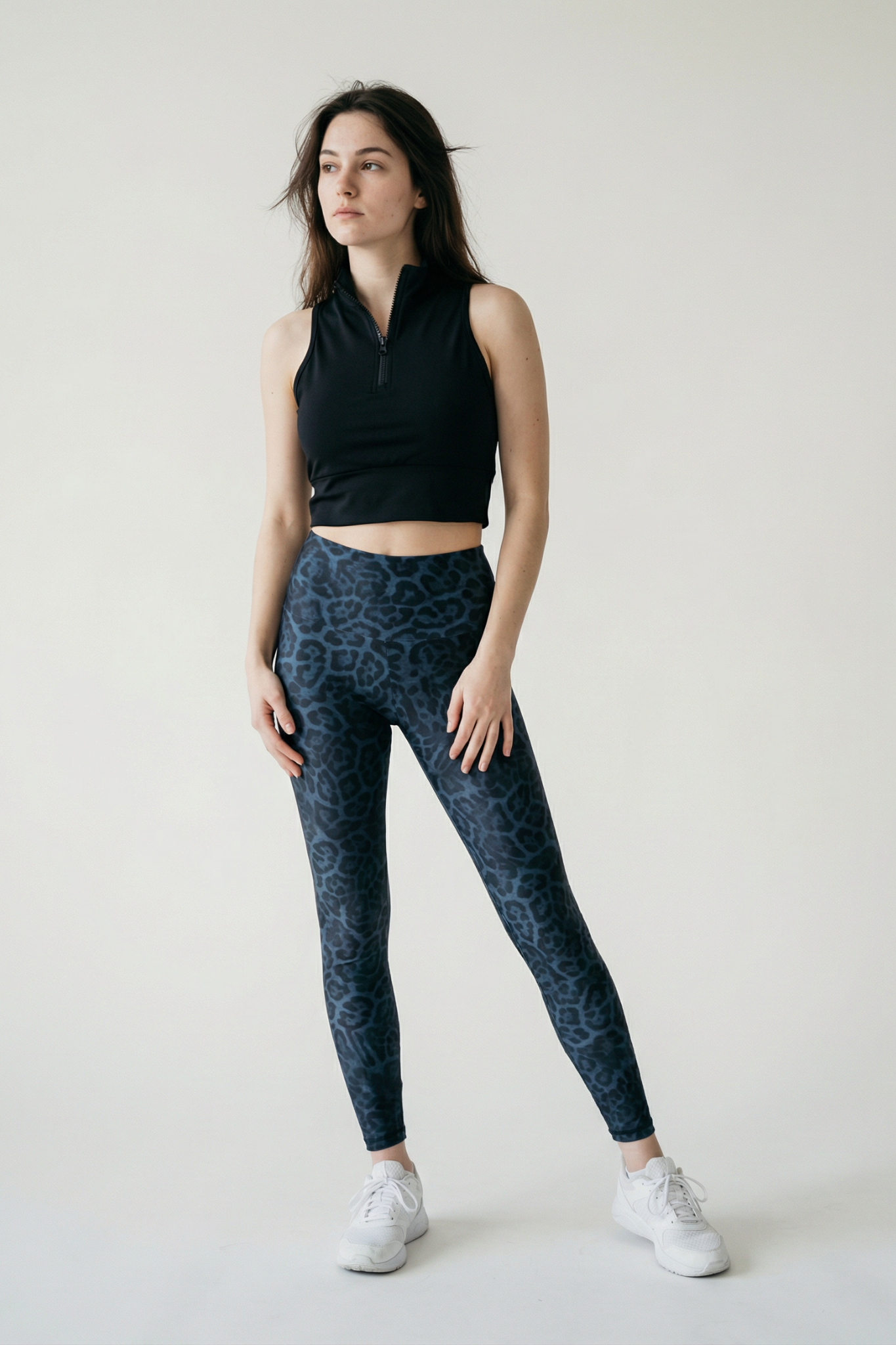 luz-collections-vanille-legging-7-8e-taille-mi-haute-gainant-panth-re-bleu-canar image 1
