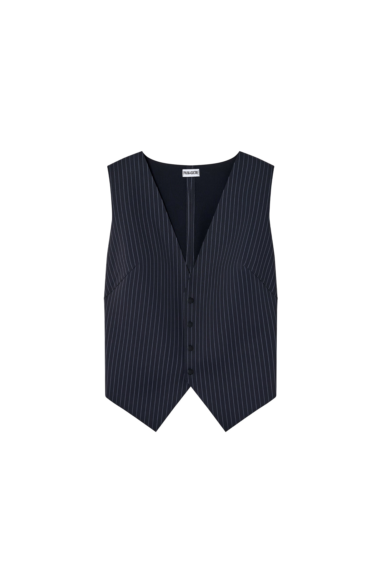 pain-de-sucre-gabie-gilet-cintr-en-bonded-noir-ray-boutons-amovibles image 8