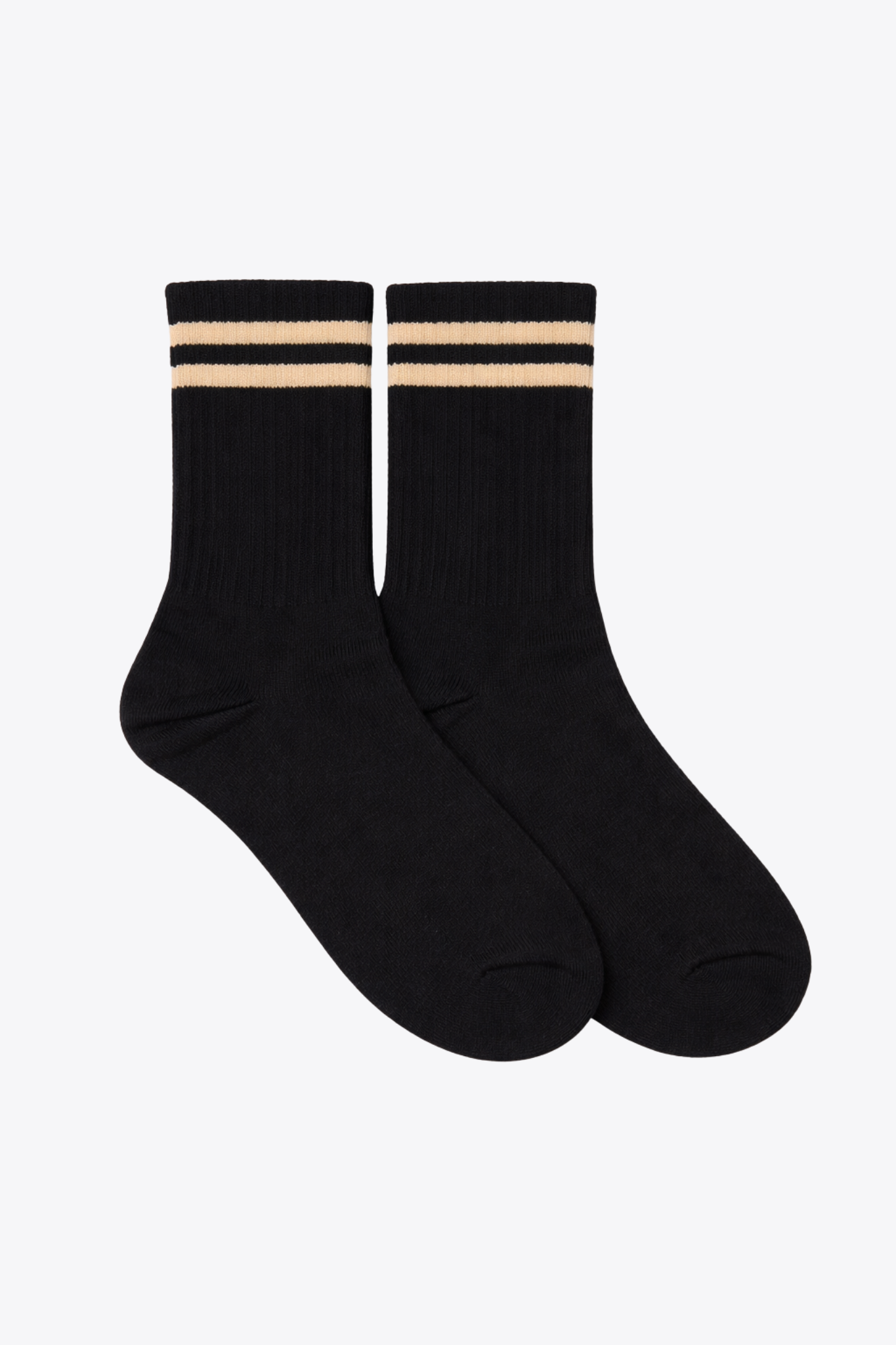 luz-collections-chaussettes-chaussettes-sport-et-quotidien-coton-noir-ray-ocre image 1