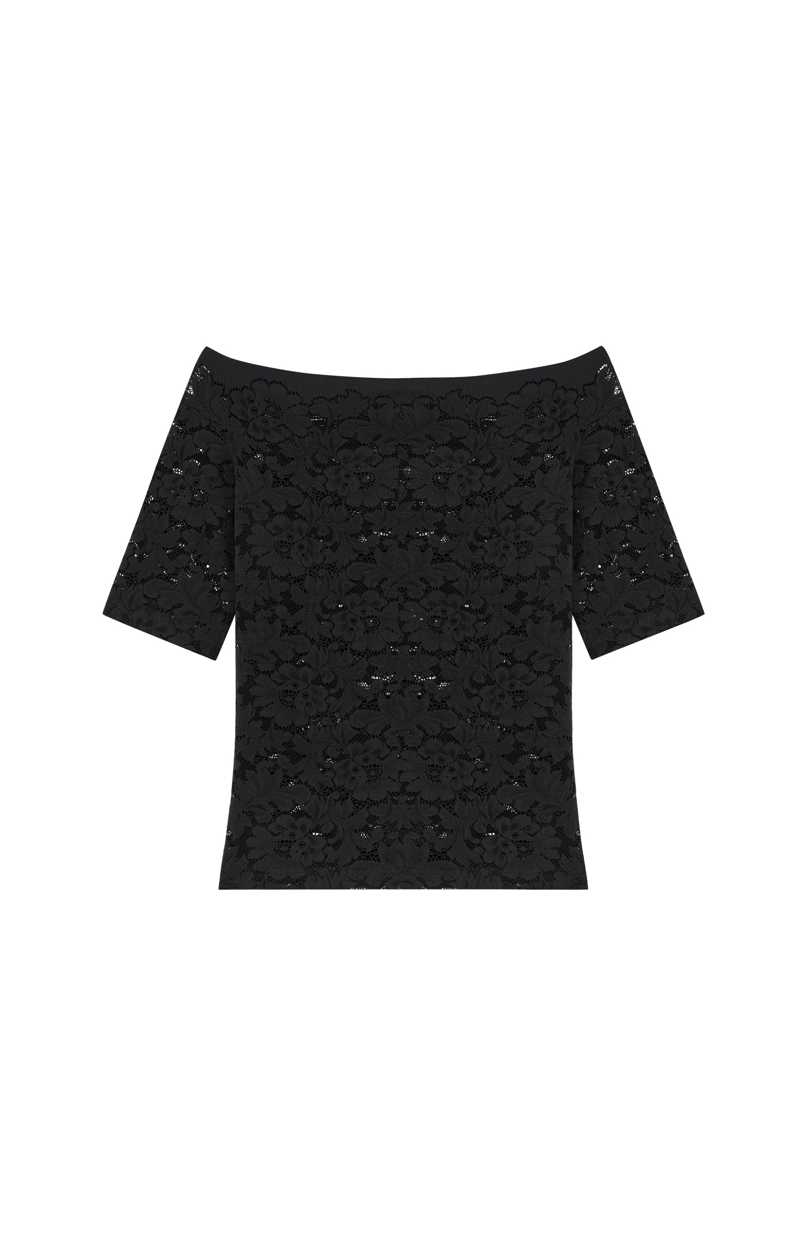 pain-de-sucre-talita-top-dentelle-fran-aise-manches-3-4-col-bateau-noir image 5