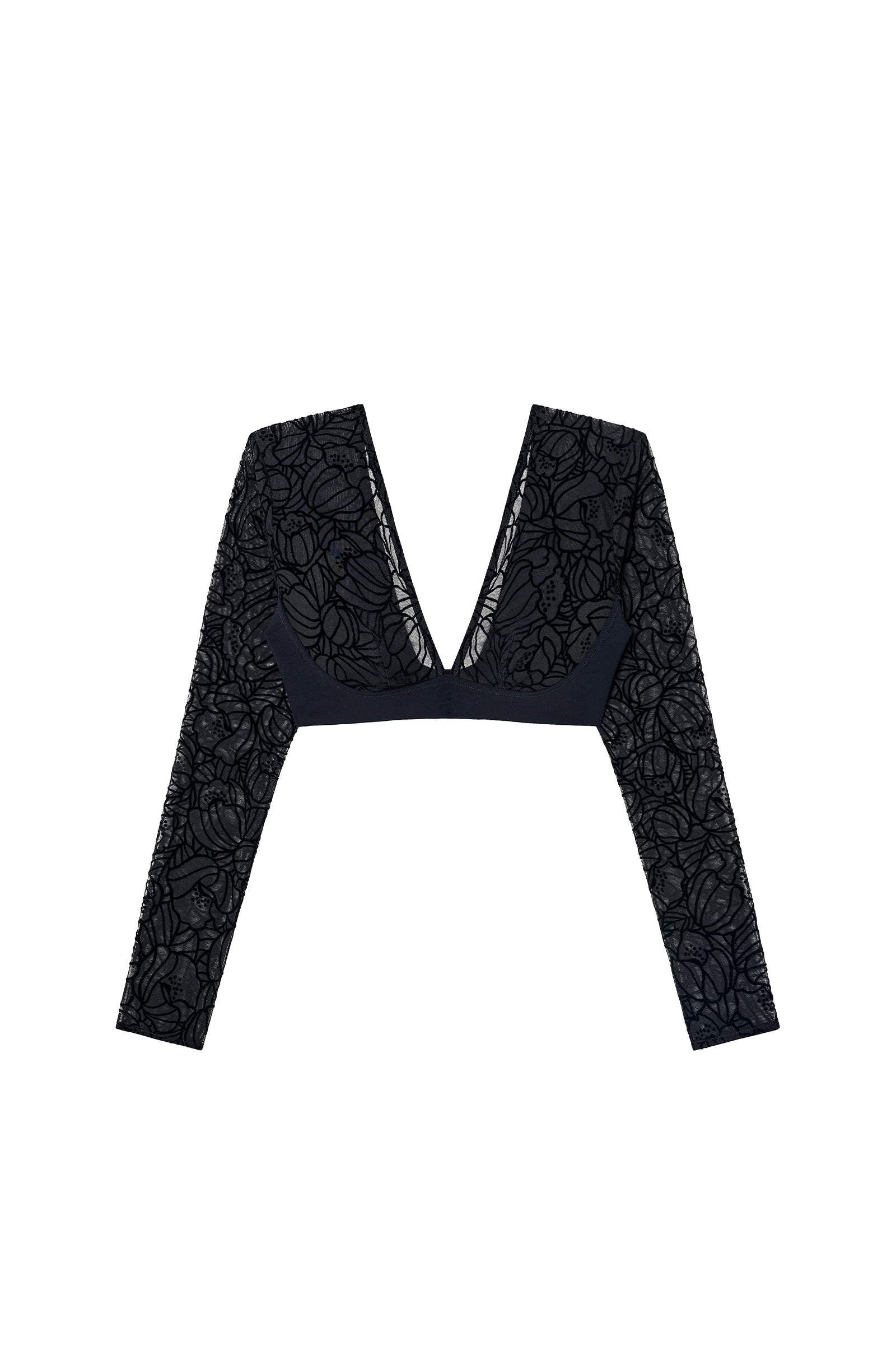 pain-de-sucre-hope-crop-top-de-bain-manches-longues-en-tulle-flock-noir image 7