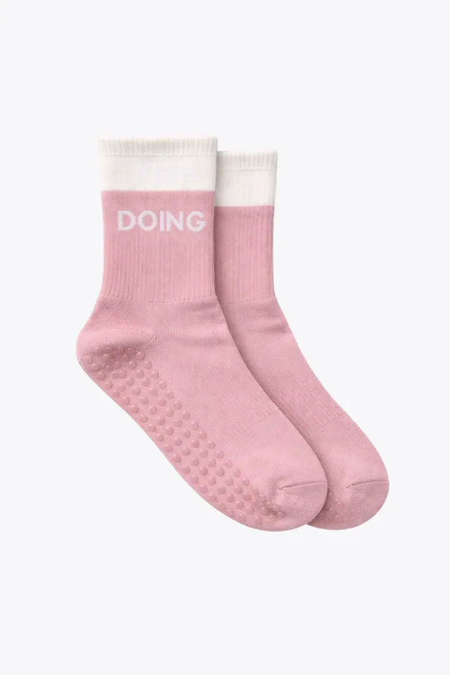 luz-collections-chaussettes-roses-jaunes-chaussettes-de-sport-anti-d-rapantes image 1