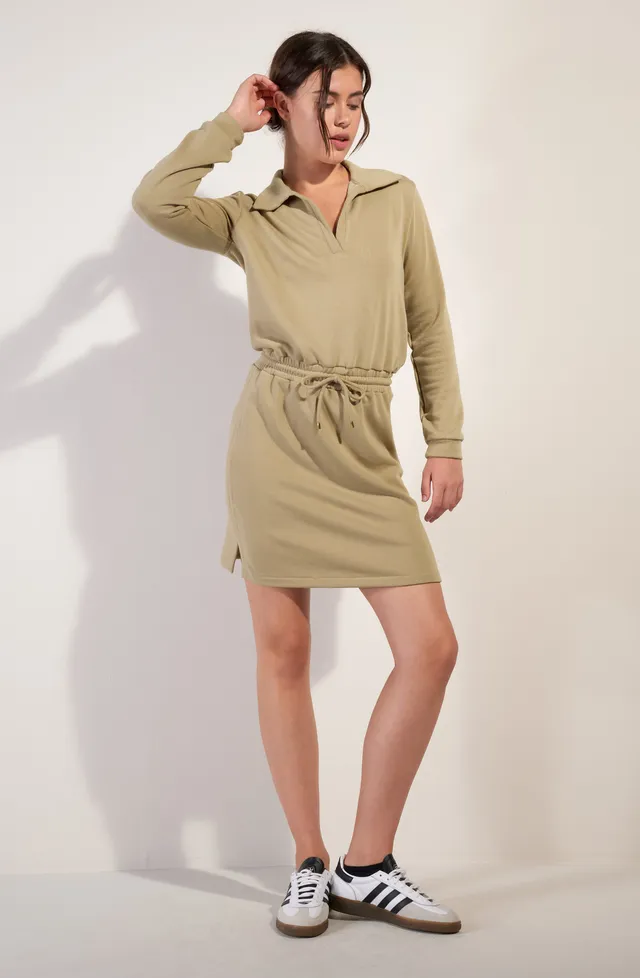 pain-de-sucre-robine-robe-sweat-manches-longues-col-polo-sable image 1