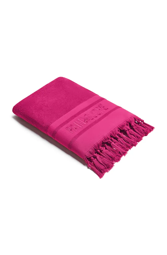 pain-de-sucre-zaina-fouta-en-ponge-brod-e-100-coton-framboise image 1