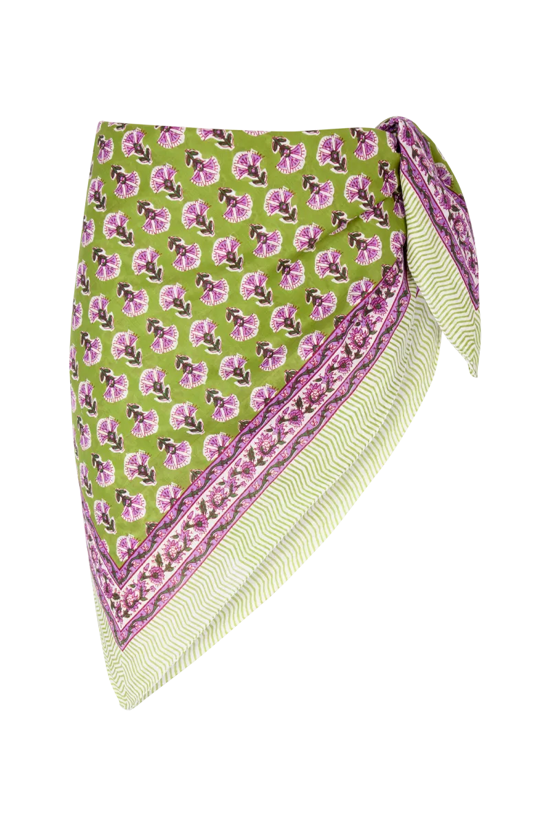anja-paris-le-par-o-imprim-fleurs-vert-pareo-de-plage-180-x-115-cm image 1
